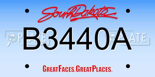 B3440A South Dakota License Plate