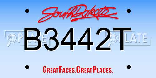 B3442T South Dakota License Plate