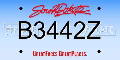 B3442Z South Dakota License Plate