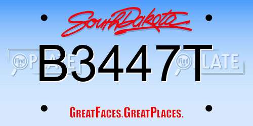 B3447T South Dakota License Plate
