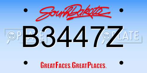 B3447Z South Dakota License Plate