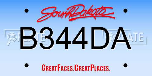 B344DA South Dakota License Plate