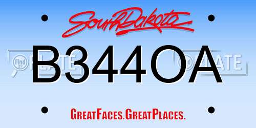 B344OA South Dakota License Plate