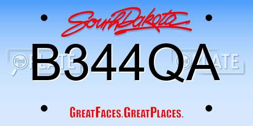 B344QA South Dakota License Plate