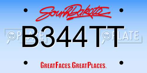 B344TT South Dakota License Plate