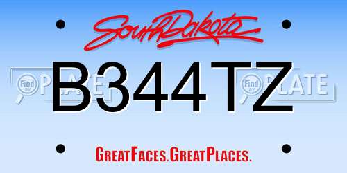 B344TZ South Dakota License Plate