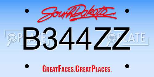 B344ZZ South Dakota License Plate