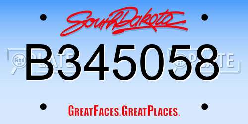 B345058 South Dakota License Plate
