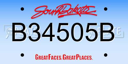B34505B South Dakota License Plate