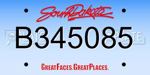 B345085 South Dakota License Plate