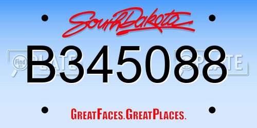 B345088 South Dakota License Plate