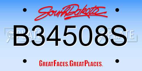 B34508S South Dakota License Plate