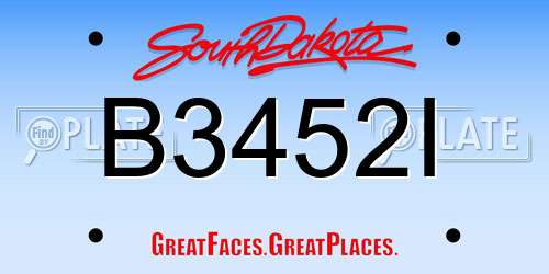 B3452I South Dakota License Plate