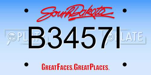 B3457I South Dakota License Plate