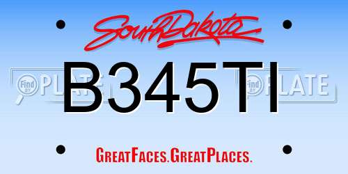 B345TI South Dakota License Plate