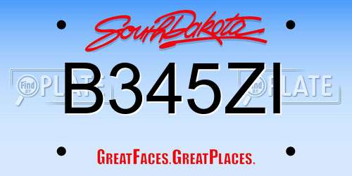 B345ZI South Dakota License Plate