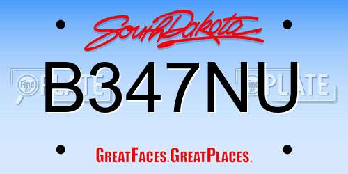 B347NU South Dakota License Plate
