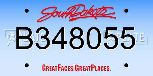 B348055 South Dakota License Plate