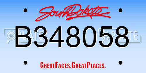 B348058 South Dakota License Plate