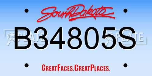 B34805S South Dakota License Plate