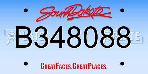 B348088 South Dakota License Plate