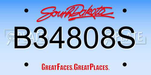 B34808S South Dakota License Plate