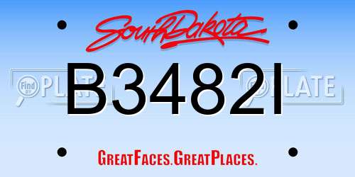 B3482I South Dakota License Plate