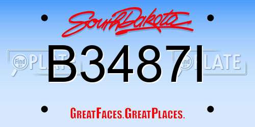 B3487I South Dakota License Plate