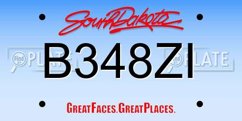 B348ZI South Dakota License Plate