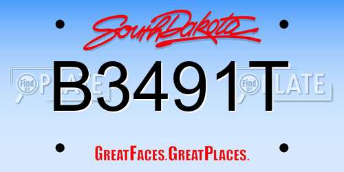 B3491T South Dakota License Plate