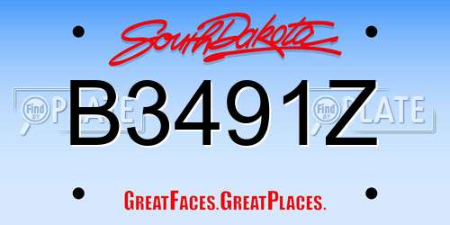 B3491Z South Dakota License Plate