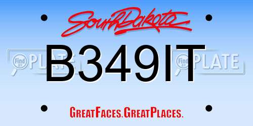 B349IT South Dakota License Plate