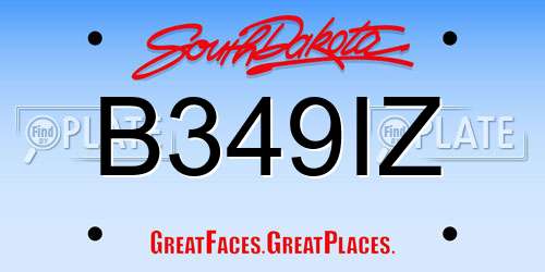 B349IZ South Dakota License Plate