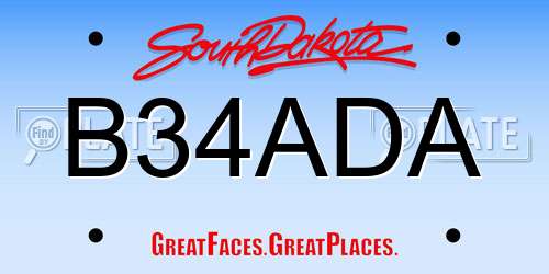 B34ADA South Dakota License Plate