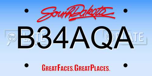 B34AQA South Dakota License Plate