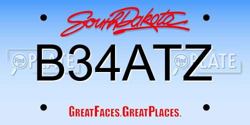 B34ATZ South Dakota License Plate
