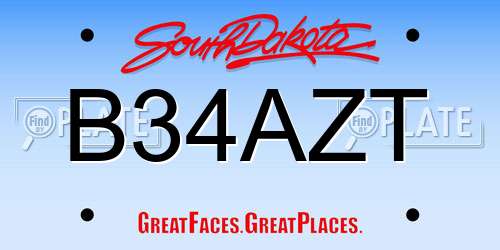 B34AZT South Dakota License Plate