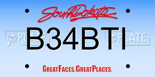 B34BTI South Dakota License Plate