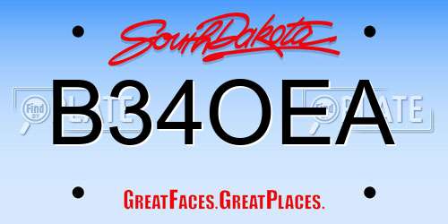 B34OEA South Dakota License Plate