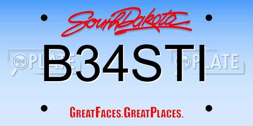 B34STI South Dakota License Plate