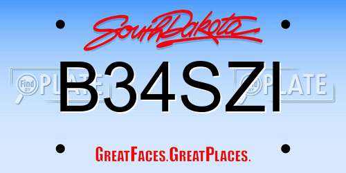 B34SZI South Dakota License Plate