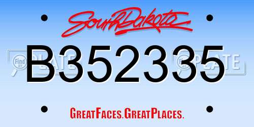 B352335 South Dakota License Plate