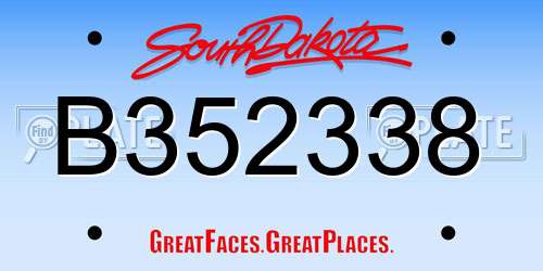 B352338 South Dakota License Plate