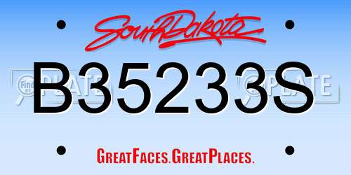 B35233S South Dakota License Plate