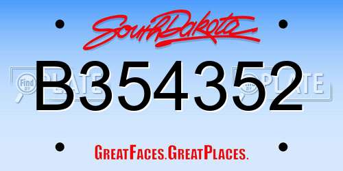 B354352 South Dakota License Plate