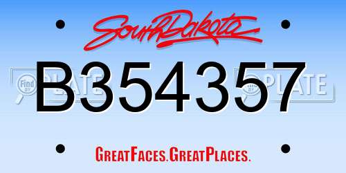 B354357 South Dakota License Plate
