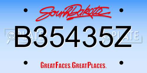 B35435Z South Dakota License Plate