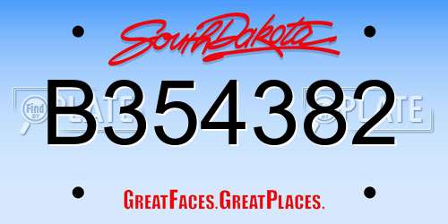B354382 South Dakota License Plate