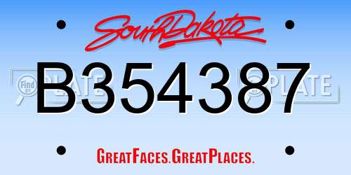 B354387 South Dakota License Plate