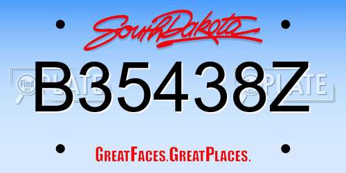B35438Z South Dakota License Plate